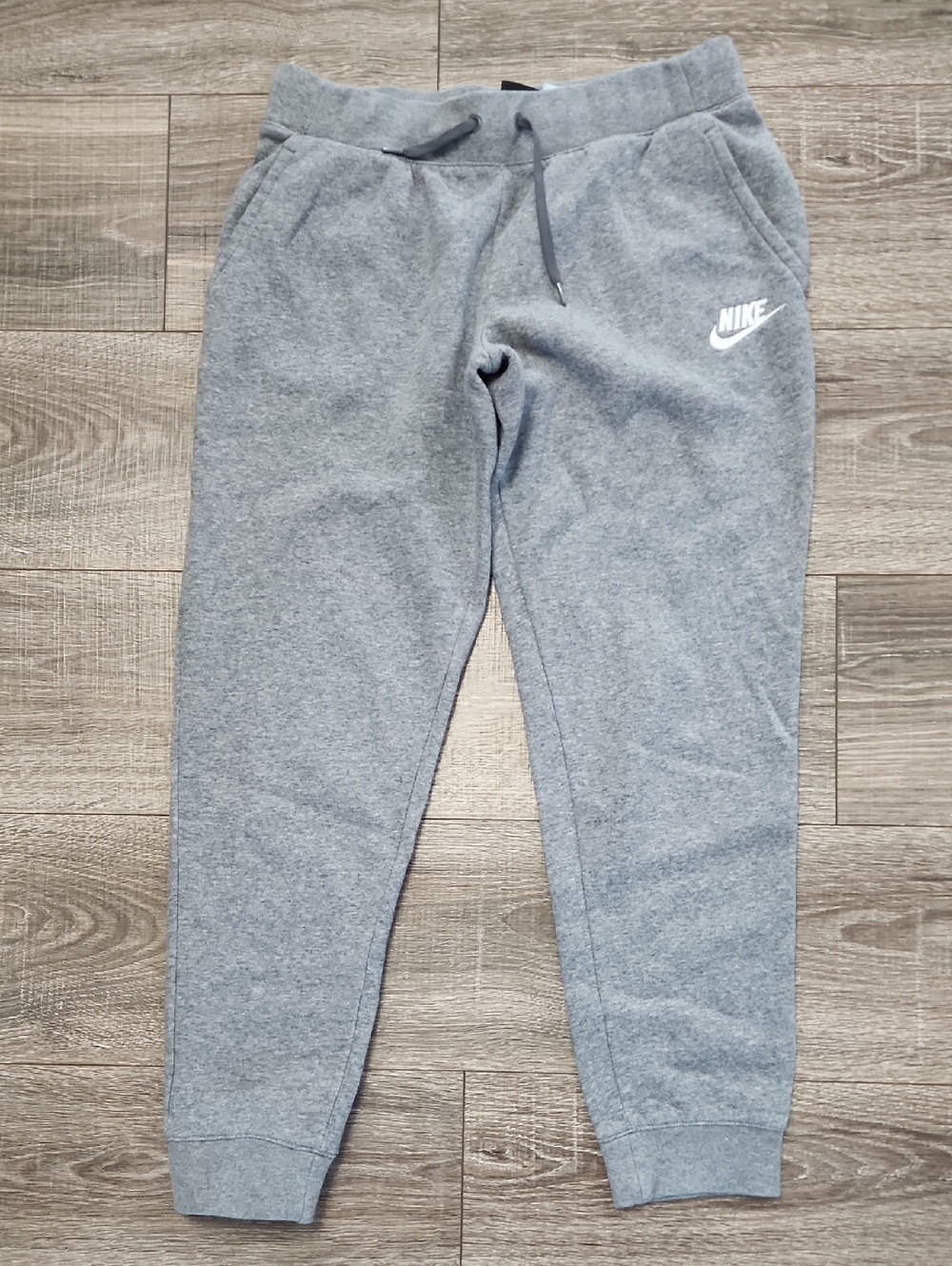 Nike Gray Fleece Jogger Pants with White Swoosh